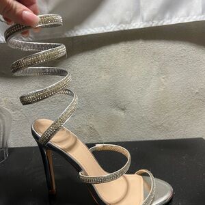 Elegant Silver Strappy Heels